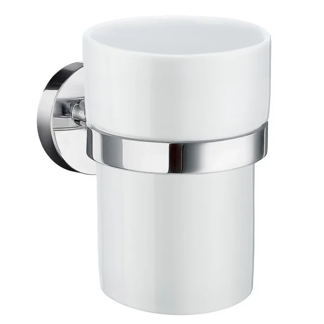 Smedbo Home Porcelain Tumbler with Chrome Holder