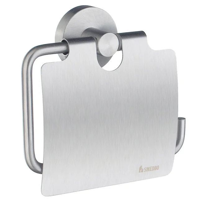 Smedbo Home Brushed Chrome Toilet Roll Holder with Cover
