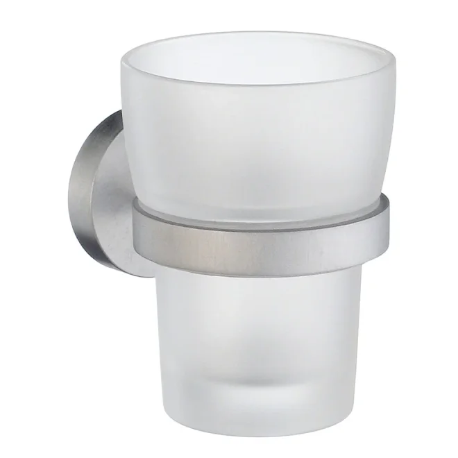 Smedbo Home Frosted Glass Tumbler with Brushed Chrome Holder