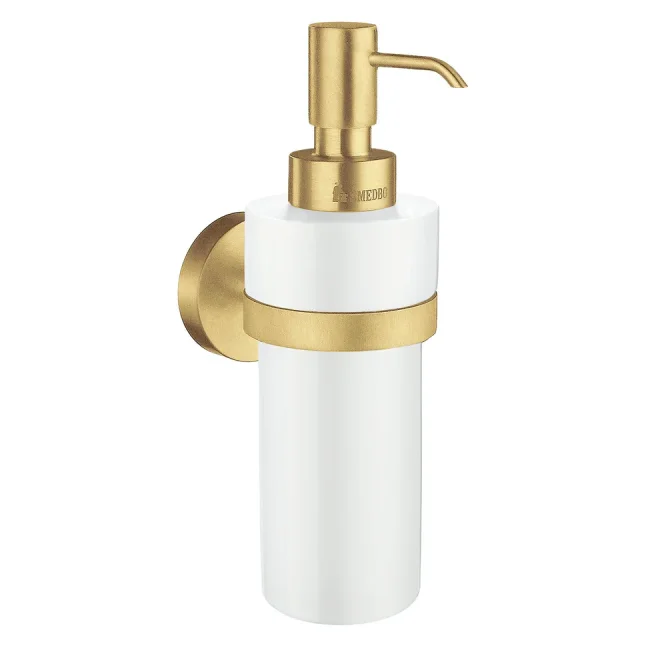 Smedbo Home Brushed Brass and Porcelain Tall Soap Dispenser