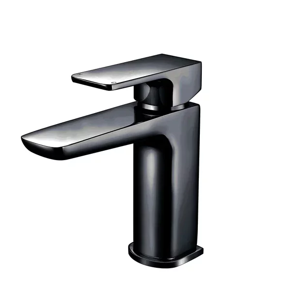 Swan Hazely Electroplated Matt Black Basin Mixer Tap with Waste