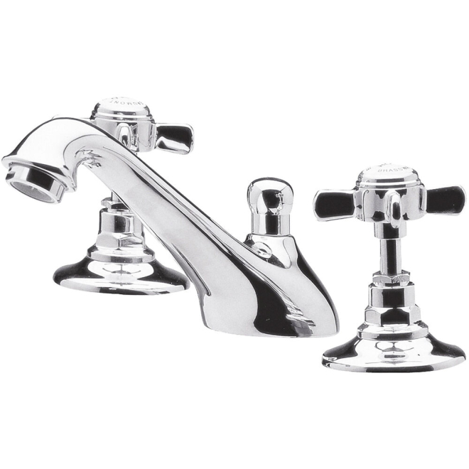 nuie Beaumont Chrome 3 Tap Hole Basin Mixer With Pop Up Waste
