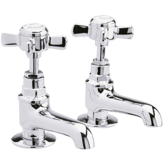 nuie Beaumont Chrome Crosshead Basin Pillar Taps