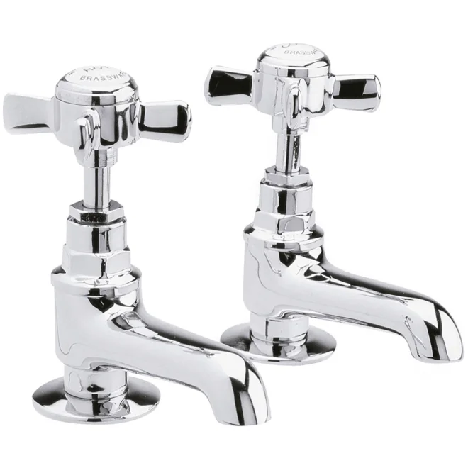 nuie Beaumont Traditional Chrome Crosshead Basin Pillar Taps
