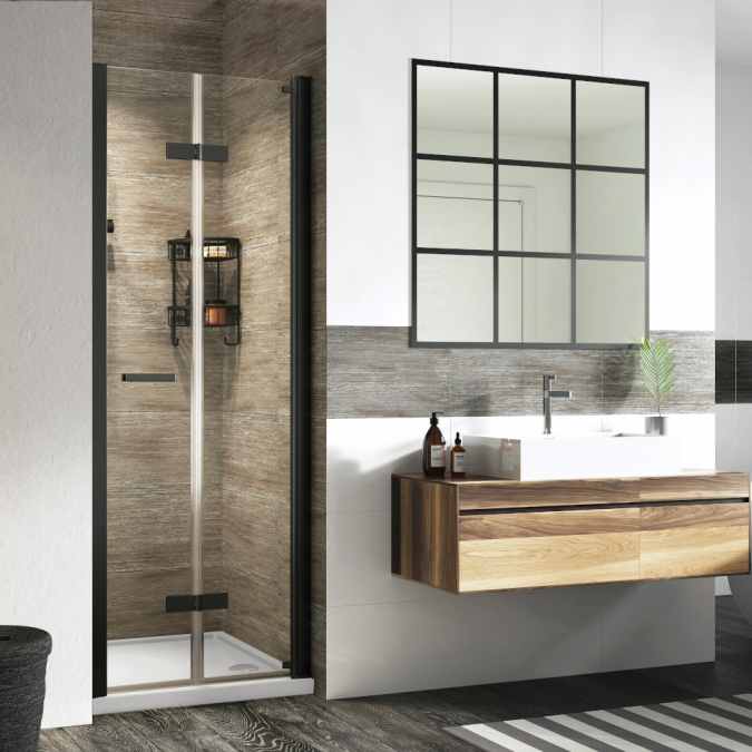 Roman Innov8 760mm Bi-Fold Shower Door in Matt Black