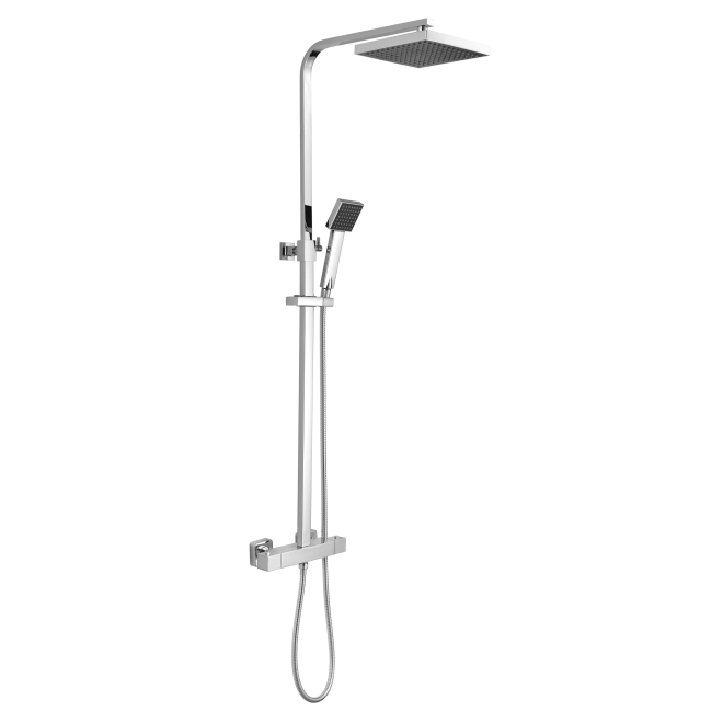 Nuie Milan Square Chrome Thermostatic Bar Valve & Shower Kit