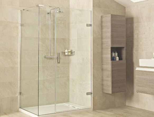 Roman Liberty 1400 x 800mm Hinged Shower Door with Side and In-Line Panels - 8mm Glass