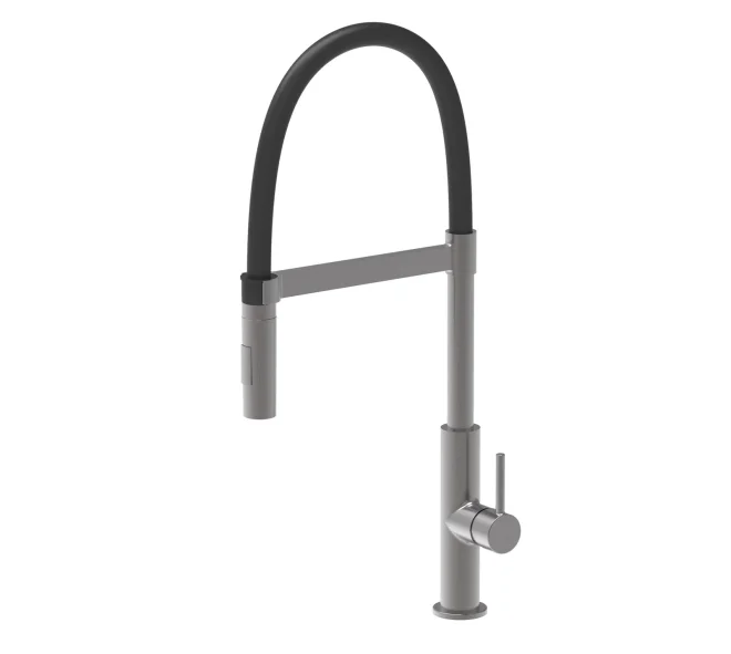 Malham Gun Metal Flexi Pull Down Spay Head Lever Kitchen Mixer Tap