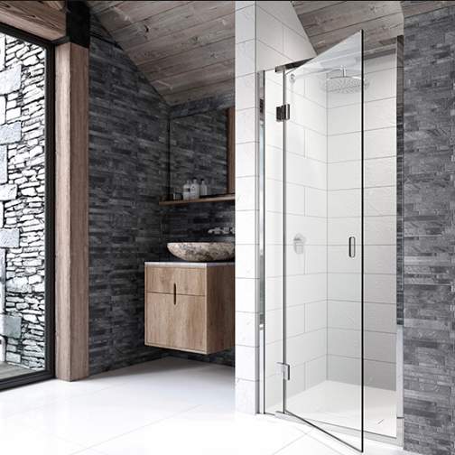 Kudos Pinnacle 8 1000mm Hinged Shower Door for Recess - Left Hand