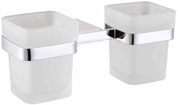 Double Tumbler and Holder - Chrome - CLEARANCE