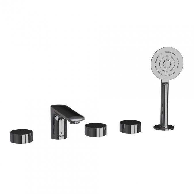 Modern 5-Hole Bath Shower Mixer Tap - Square Waterfall Design In Polished Chrome