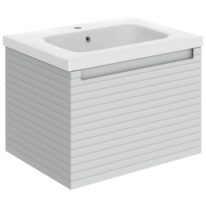 Latt 615mm Wall Hung 1 Drawer Basin Unit & Basin - Matt Mineral Grey