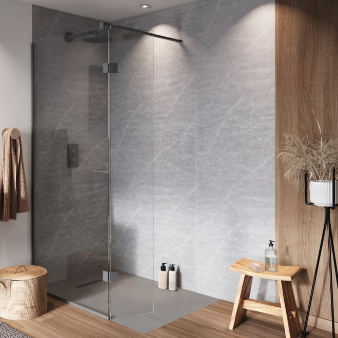 Matt Grey Marble M1 PVC Wetpanel Shower Board  2400 x 1000mm