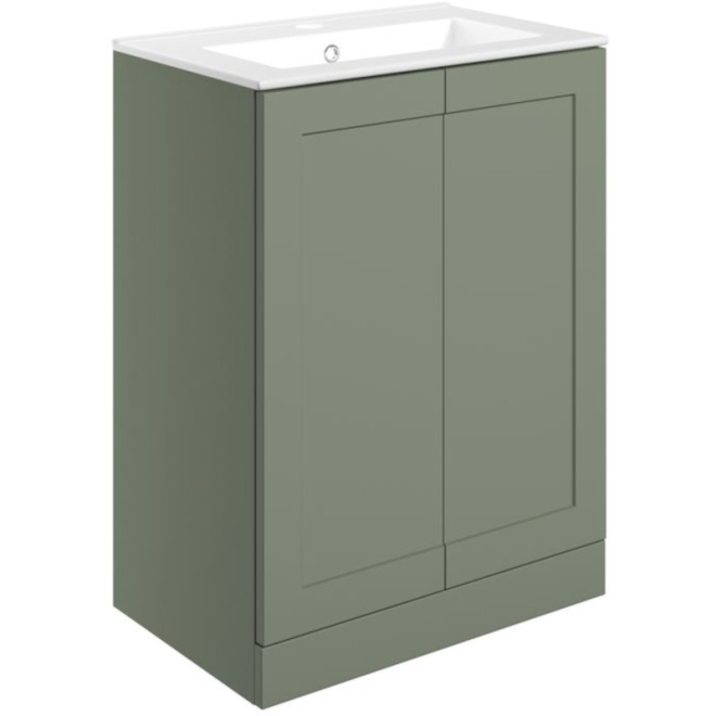 Merchtem 615mm Matt Reed Green Floor Standing Vanity Unit