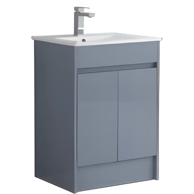 Mercia 600mm Mid Grey Gloss 2 Door Waterproof Vanity Unit
