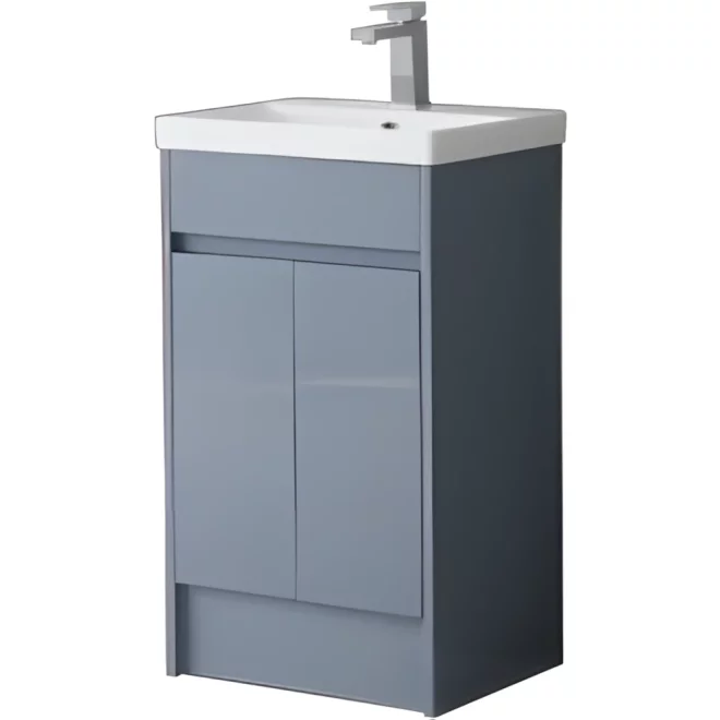 Mercia 500mm Mid Grey Gloss 2 Door Waterproof Vanity Unit