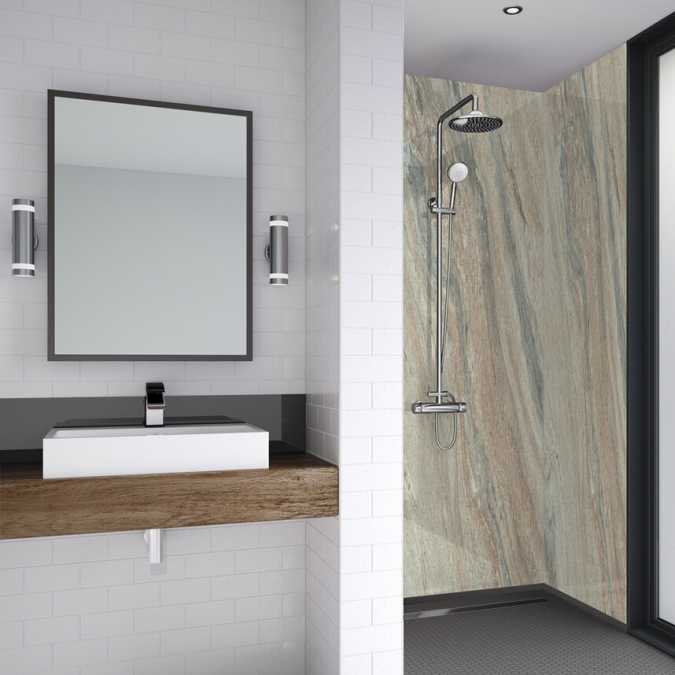 Mermaid Byzantine Marble Shower Panel, Mermaid Timeless Trade