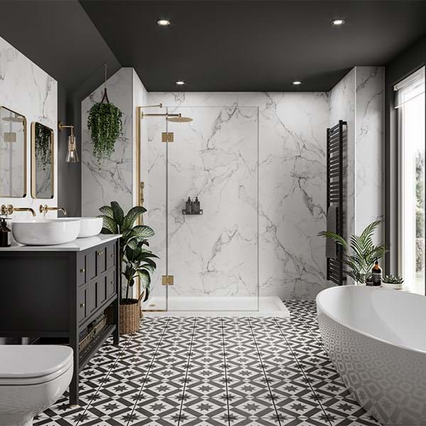 Multipanel Linda Barker Calacatta Marble Shower Panel