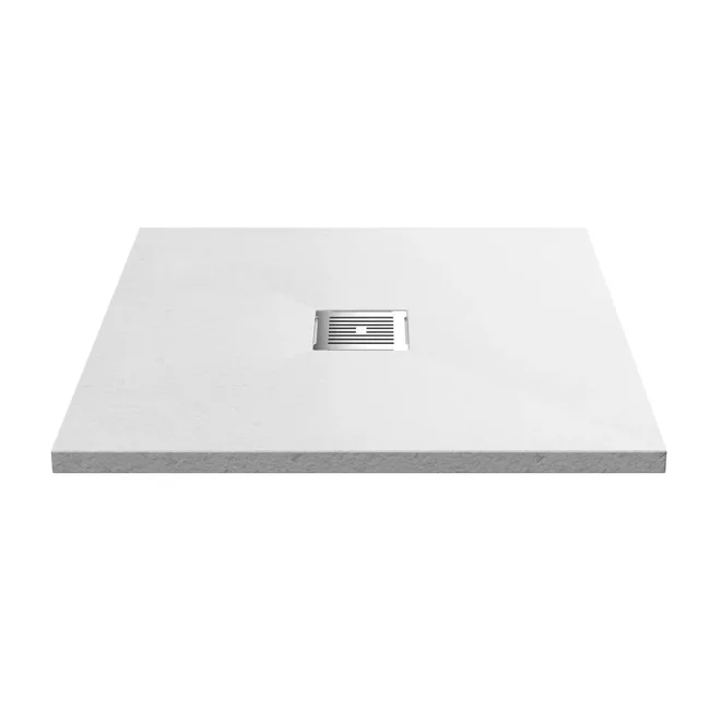 Nuie Pearlstone 800 x 800mm White Slate Slimline Rectangular Shower Tray