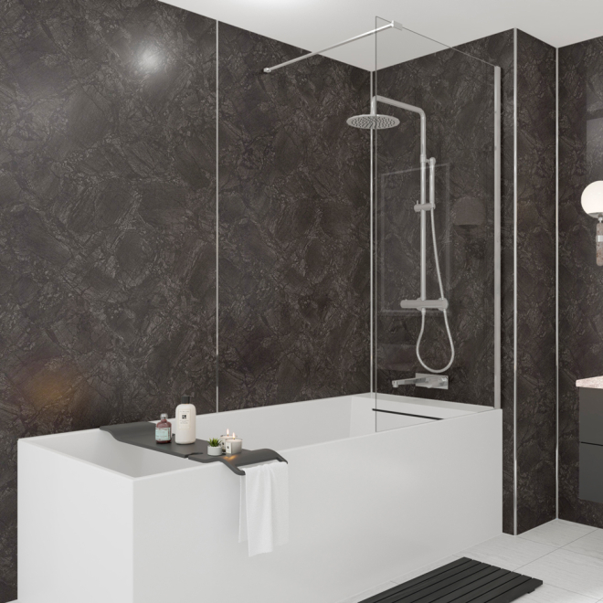 Nero Marble Wetwall Mermaid Plywood Bathroom Wall Boards