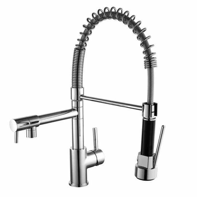 Dual Spout Spring Pull Out Kitchen Tap