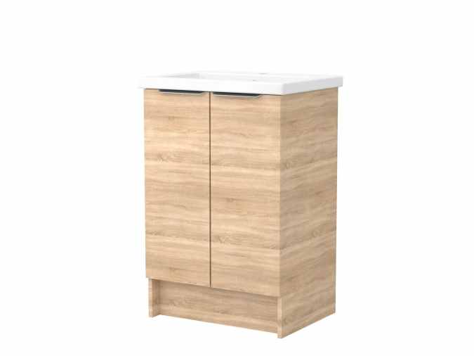 Origins by Utopia 600mm Natural Oak Floorstanding Double Door Vanity With Basin