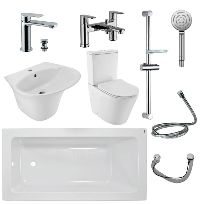 Jaquar Opal Prime Bathroom Suite In Chrome including 1700mm Bath 