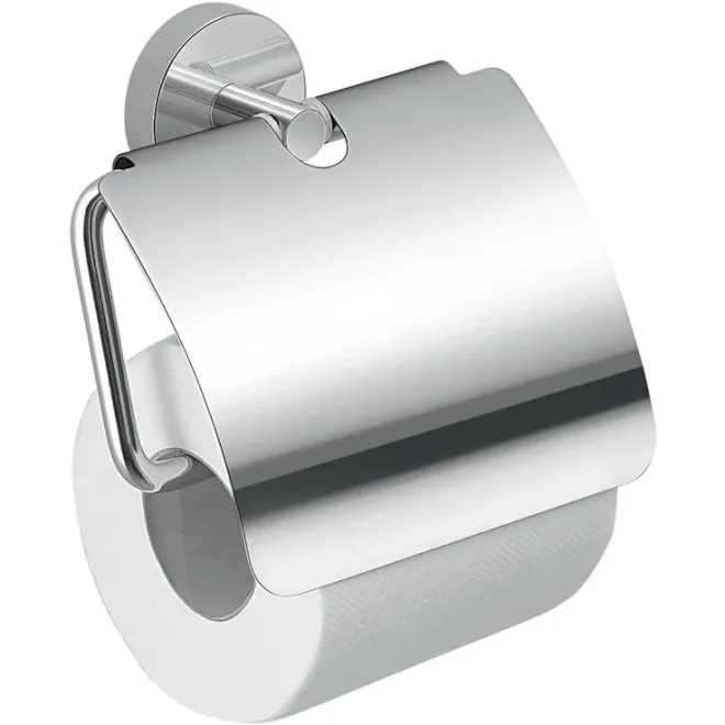 Origins Living Eros Chrome Toilet Roll Holder with Cover