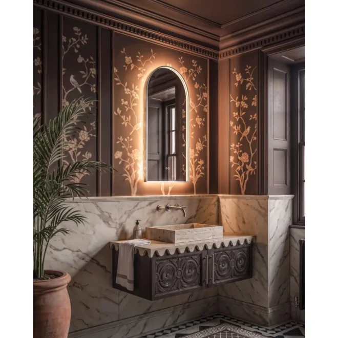 Origins Living Kingsley Arch Illuminated Brushed Nickel Mirror