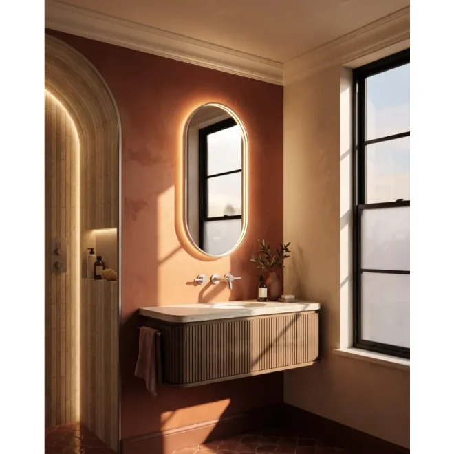 Origins Living Kingsley Capsule Illuminated Brushed Nickel Mirror