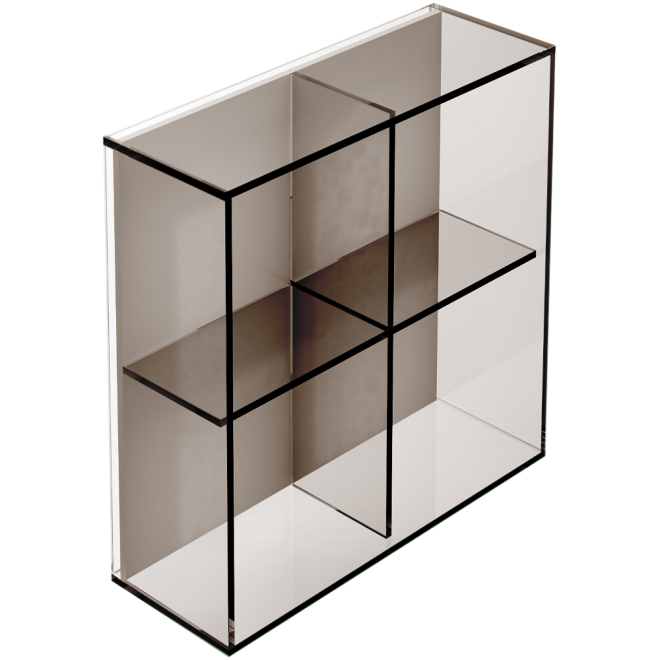 Origins Living Pier Bronze Smoked Glass 4 Box Square Bathroom Shelf