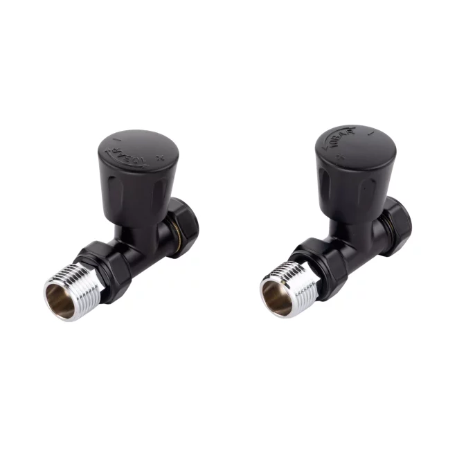 ECO Satin Black Straight Radiator Valves