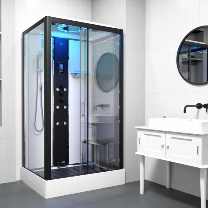 Insignia Showers Monochrome Rectangle Steam Shower 1050 x 850mm 