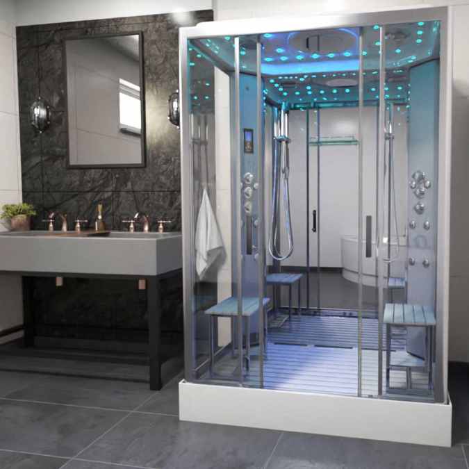 Insignia Showers Platinum Twin Steam Shower Cabin - 1400 x 900mm - Chrome Frame