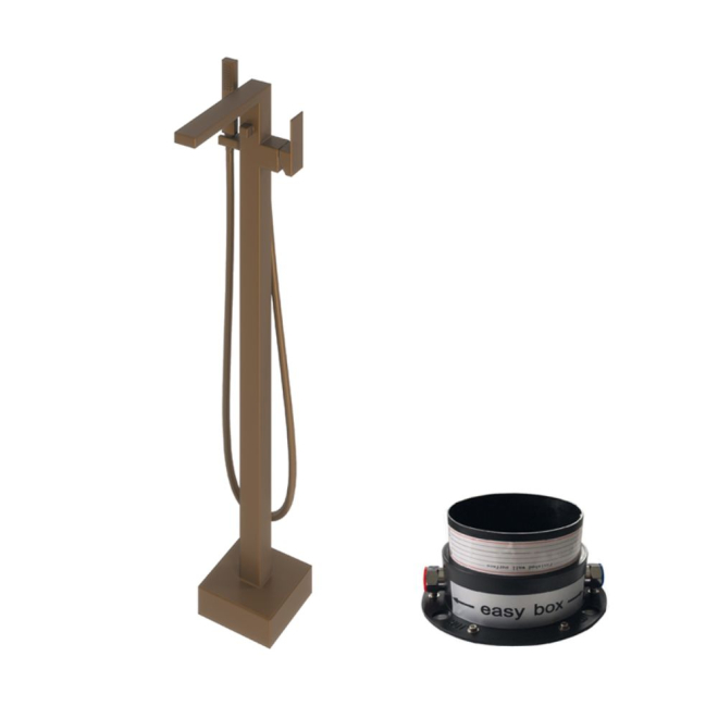 Abacus Plan Freestanding Bath Shower Mixer Tap - Brushed Bronze