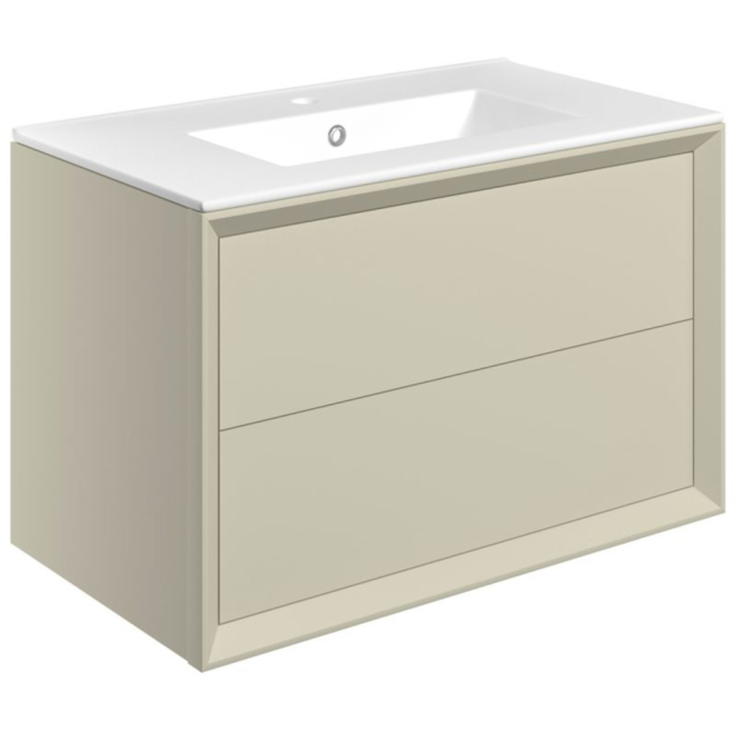 Pekin 815mm Matt Cotton Wall Hung Vanity Unit with Ceramic Basin