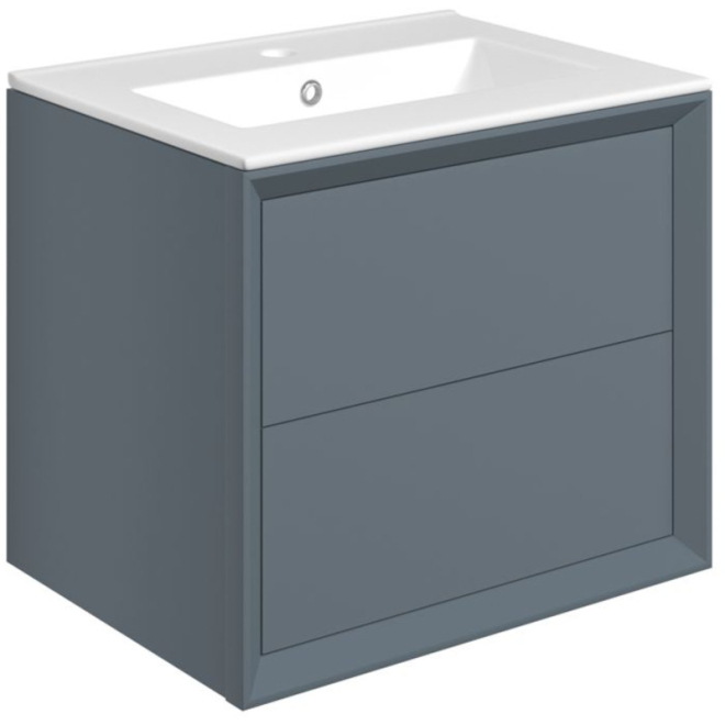 Pekin 615mm Matt Storm Blue Wall Hung Vanity Unit with Ceramic Basin