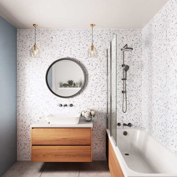 Positano Blue Terrazzo Showerwall Laminate Panels
