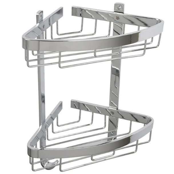 Croydex Premium Large Two Tier Corner Shower Caddy - 385 x 310 x 205mm - Rust Free  