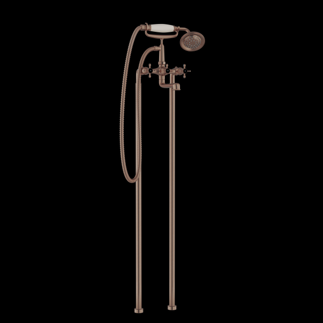 Jaquar Queens Prime Antique Copper Freestanding Bath Shower Mixer With Handshower & Hose
