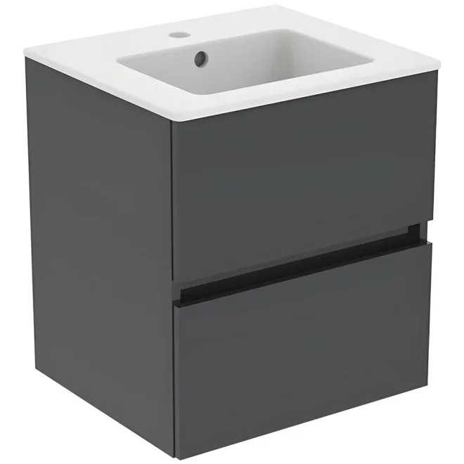 Ideal Standard Eurovit+ 500mm Mid Grey 2 Drawer Wall Hung Unit and Basin