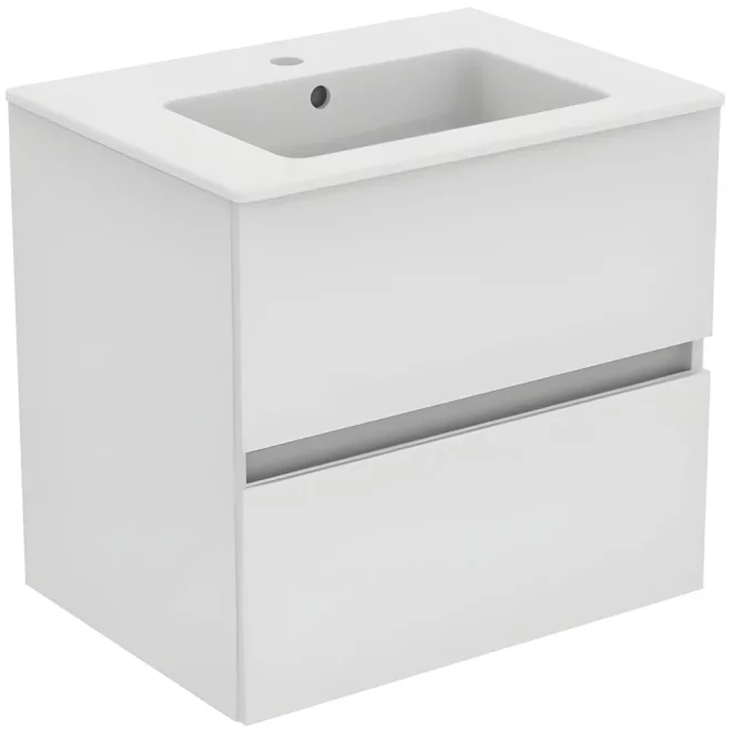 Ideal Standard Eurovit+ 600mm Gloss White 2 Drawer Wall Hung Unit and Basin