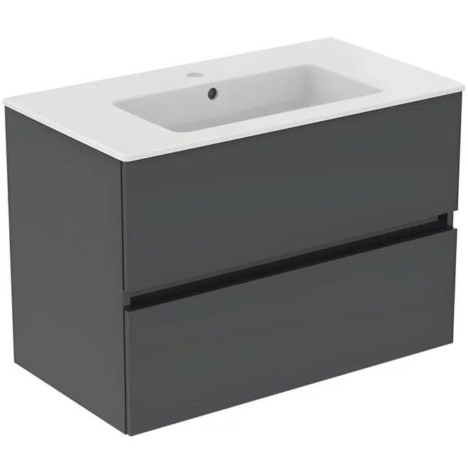 Ideal Standard Eurovit+ 800mm Mid Grey 2 Drawer Wall Hung Unit and Basin