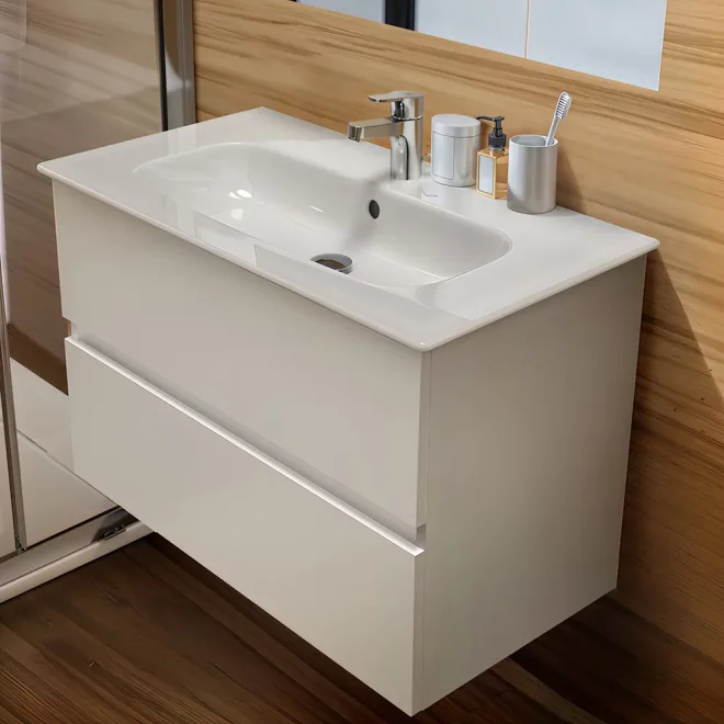 Ideal Standard Eurovit+ 800mm Gloss White 2 Drawer Wall Hung Unit and Basin