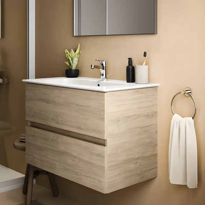 Ideal Standard Eurovit+ 800mm Natural Oak 2 Drawer Wall Hung Unit and Basin