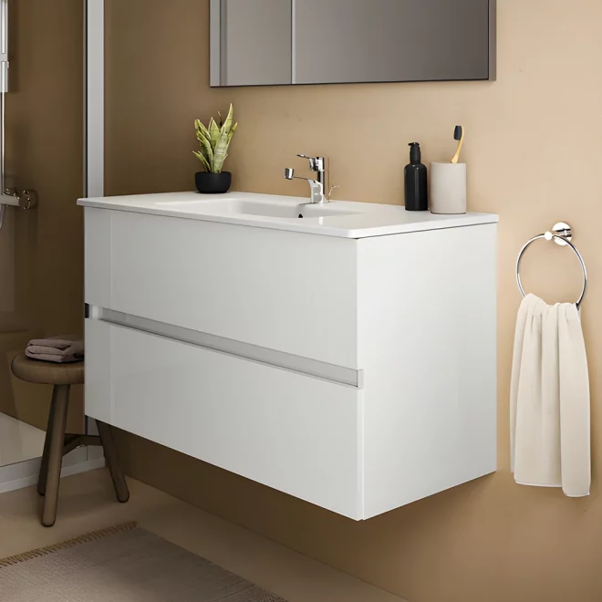 Ideal Standard Eurovit+ 1000mm Gloss White Wall Mounted 2 Drawer Unit And Basin