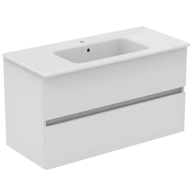 Ideal Standard Eurovit+ 1000mm Gloss White Wall Mounted 2 Drawer Unit And Basin