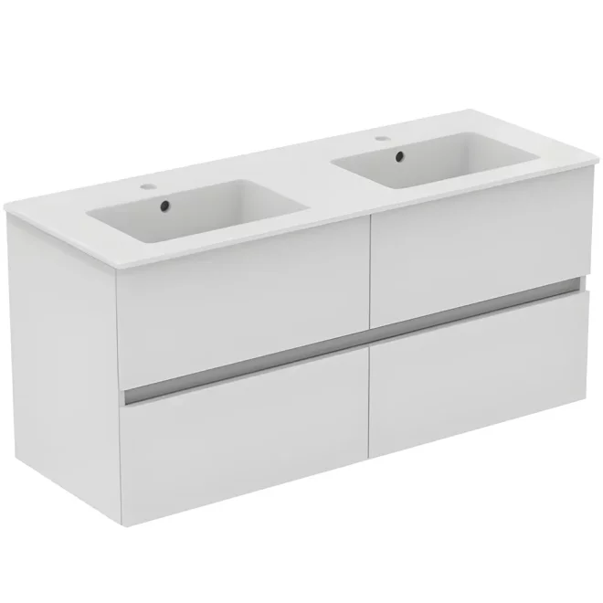 Ideal Standard Eurovit+ 1200mm Gloss White Wall Mounted 4 Drawer Unit and Basin