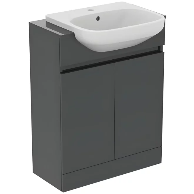 Ideal Standard Eurovit+ 600mm Mid Grey Semi-Countertop Basin and Unit