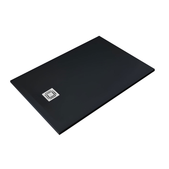 RAK Feeling 1200 x 800mm Black Stone Resin Shower Tray - Cut To Size